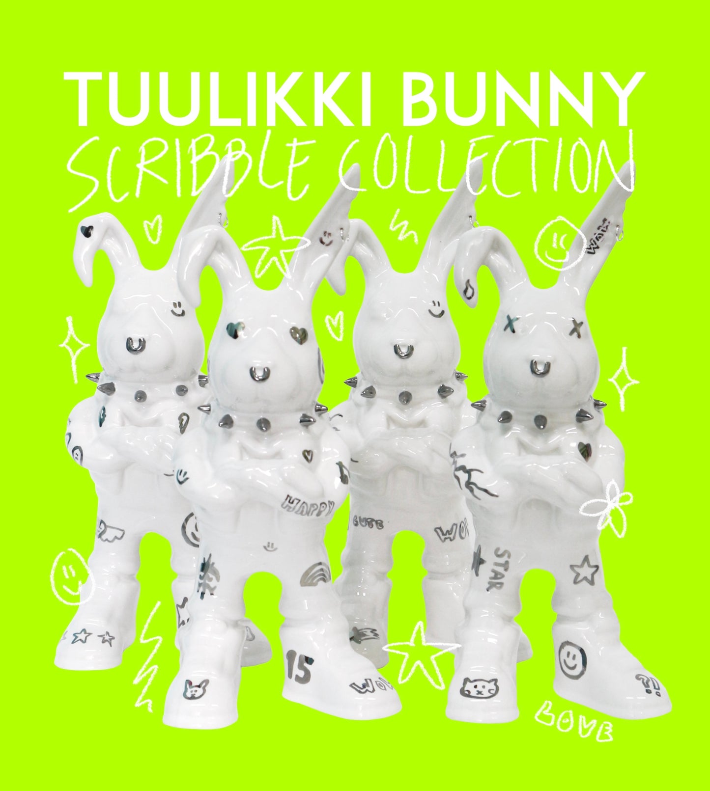 TUULIKKI BUNNY - Scribble collection, 4 unique artworks