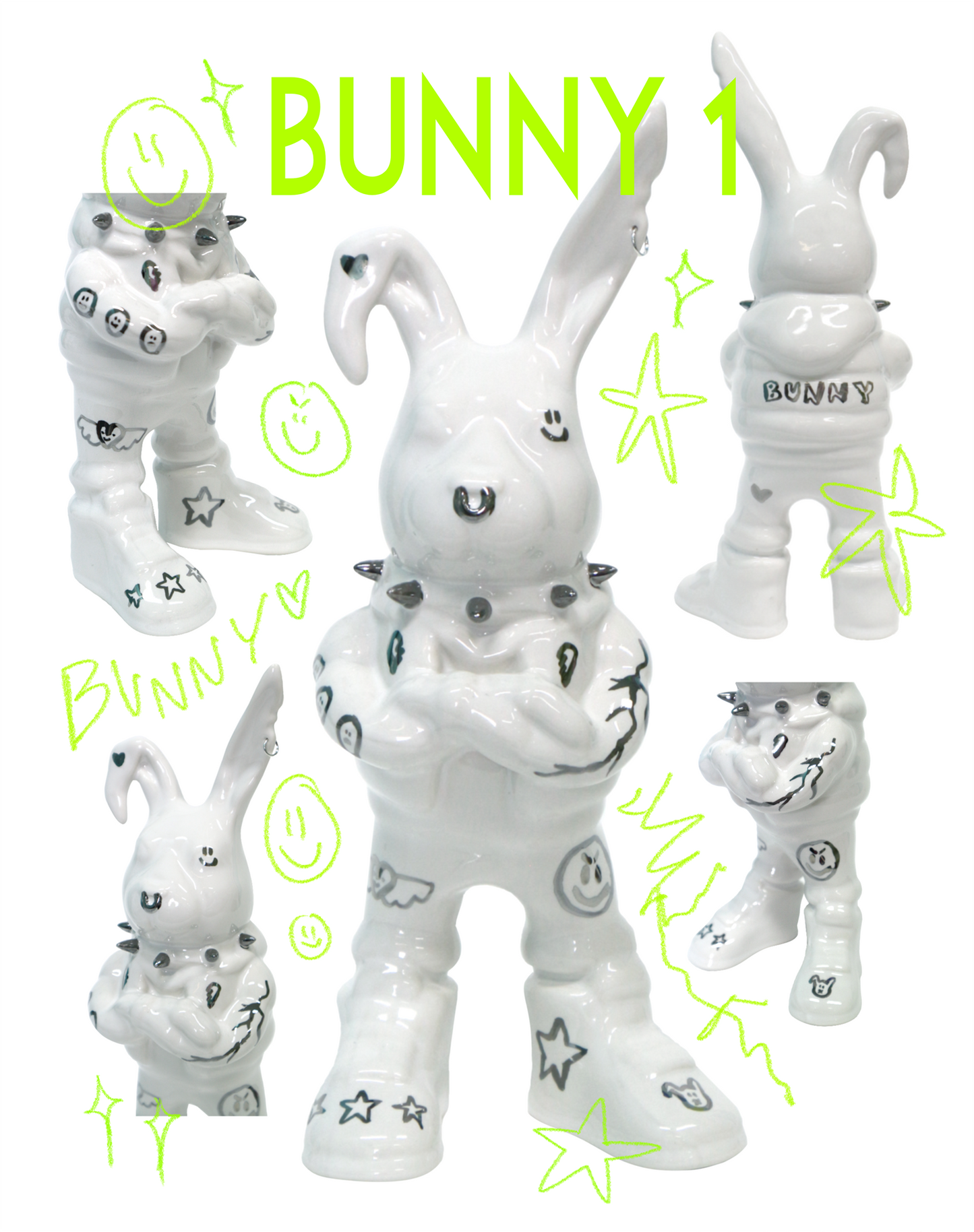 TUULIKKI BUNNY - Scribble collection, 4 unique artworks