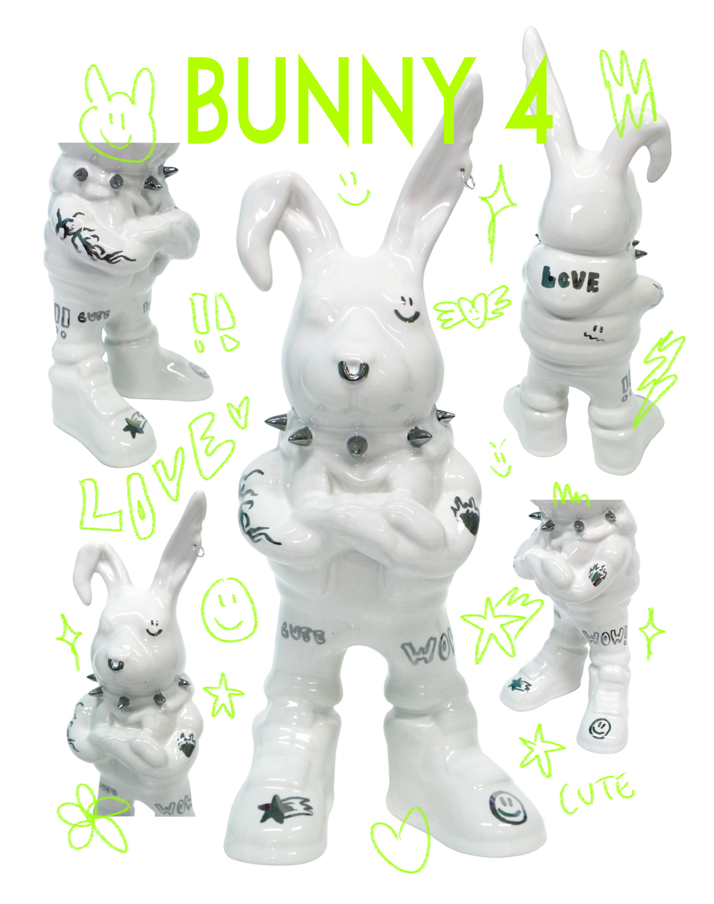 TUULIKKI BUNNY - Scribble collection, 4 unique artworks